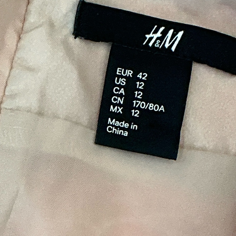 H&M Party Skirt Shimmering Gold Peach Patterned Floral Back Metal Zipper Size 12 - Picture 4 of 16